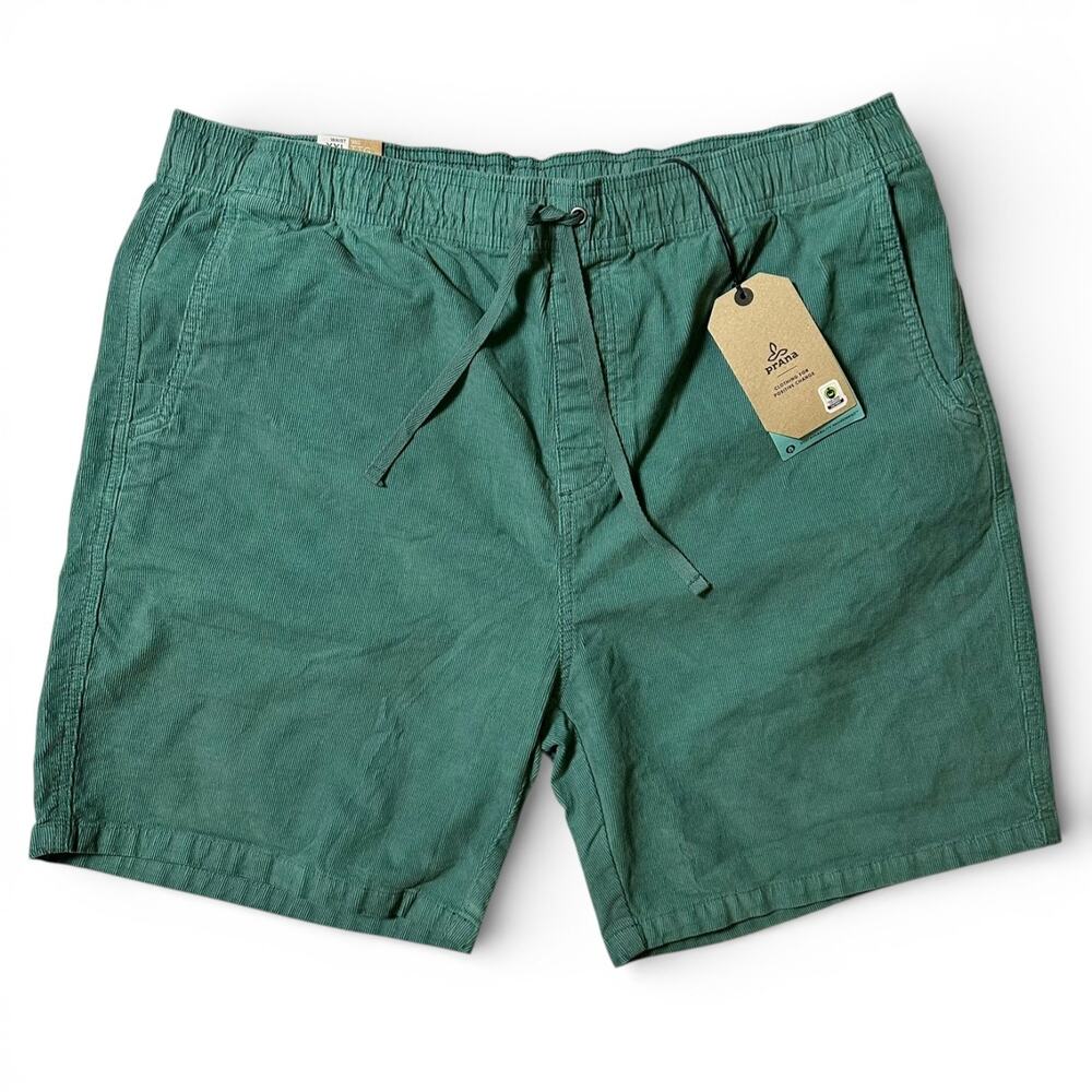 Prana Canyon Camp Corduroy Shorts Mens Size 2XL (37-38) Teal 7" Ins Stretch NWT